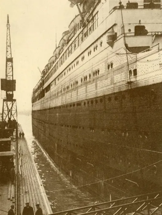 Framed Print : View of Starboard Side of the Majestic As She Entered the Floating Dry Dock, c1930 Framed Print : View of Starboard Side of the Majestic As She Entered the Floating Dry Dock, c1930