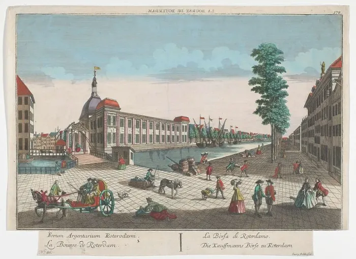 Framed Print : View of the Stock Exchange in Rotterdam, 1742-1801. Creator: Anon Framed Print : View of the Stock Exchange in Rotterdam, 1742-1801. Creator: Anon