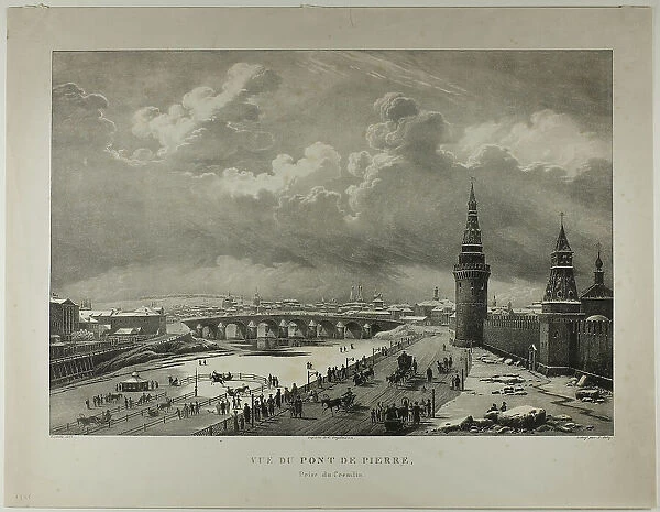 View of the Stone Bridge from the Kremlin, 1833. Creator: Alexis Victor Joly