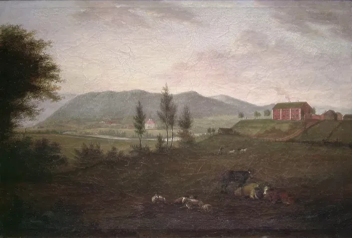 Framed Print : View of Storen Church and Parsonage, 1823. Creator: Jacob Petersen Framed Print : View of Storen Church and Parsonage, 1823. Creator: Jacob Petersen