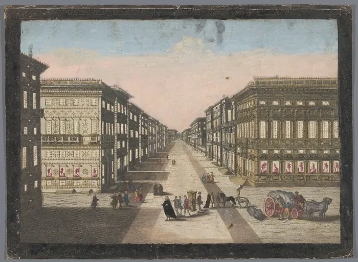 Framed Print : View of the Strada Nuova in Genoa, 1700-1799. Creator: Unknown Framed Print : View of the Strada Nuova in Genoa, 1700-1799. Creator: Unknown
