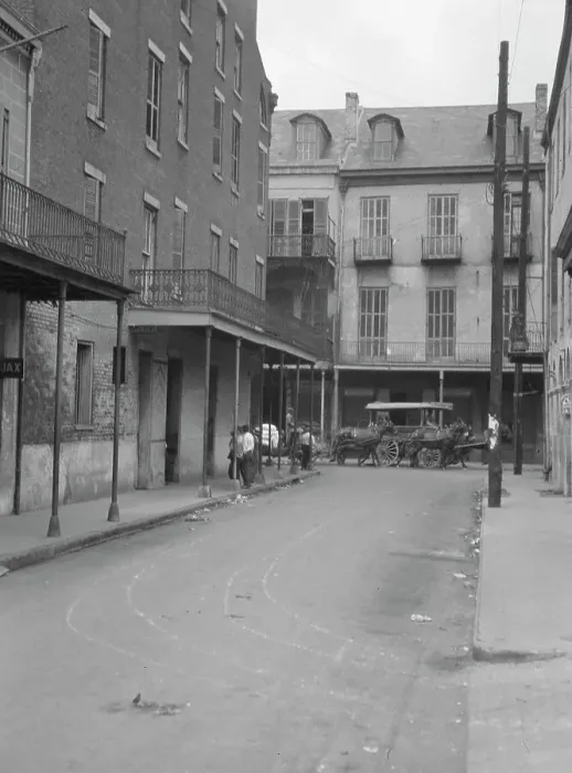 Framed Print : View down a street, New Orleans, between 1920 and 1926. Creator: Arnold Genthe Framed Print : View down a street, New Orleans, between 1920 and 1926. Creator: Arnold Genthe