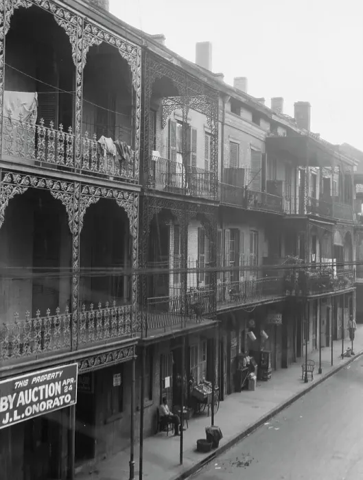 Framed Print : View down a street, New Orleans, between 1920 and 1926. Creator: Arnold Genthe Framed Print : View down a street, New Orleans, between 1920 and 1926. Creator: Arnold Genthe