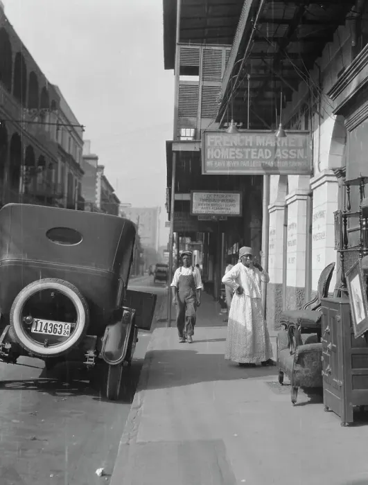 Framed Print : View down a street, New Orleans, between 1920 and 1926. Creator: Arnold Genthe Framed Print : View down a street, New Orleans, between 1920 and 1926. Creator: Arnold Genthe
