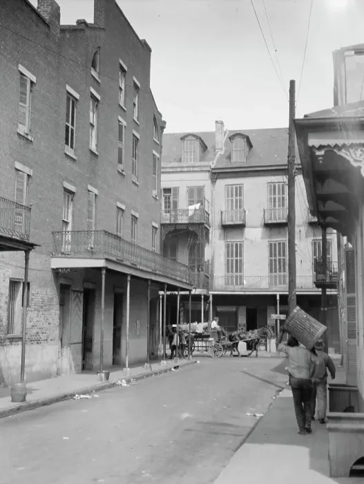 Framed Print : View down a street, New Orleans, between 1920 and 1926. Creator: Arnold Genthe Framed Print : View down a street, New Orleans, between 1920 and 1926. Creator: Arnold Genthe