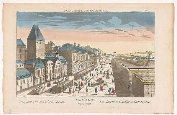 View of a street with wooden stalls in Vienna, 1700-1799. Creator: Anon