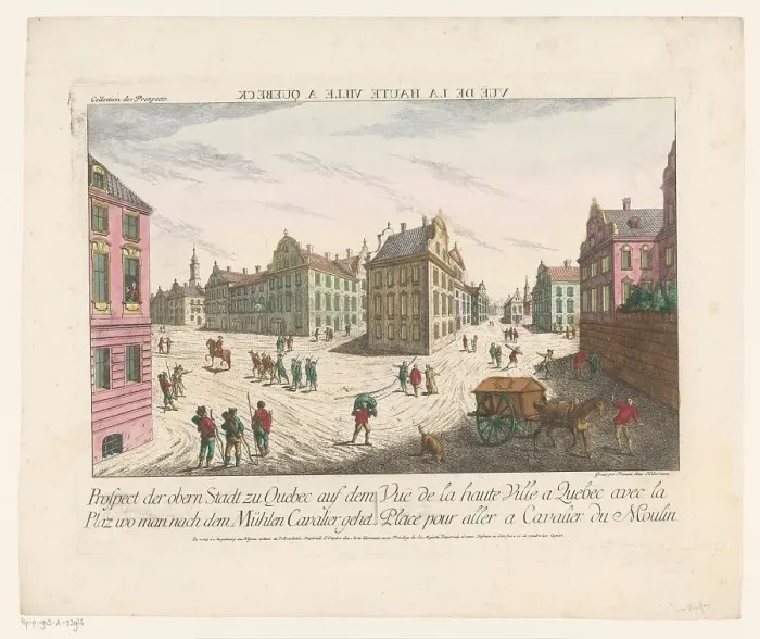 Framed Print : View of a suburb in Quebec, 1755-1779. Creator: Franz Xavier Habermann Framed Print : View of a suburb in Quebec, 1755-1779. Creator: Franz Xavier Habermann