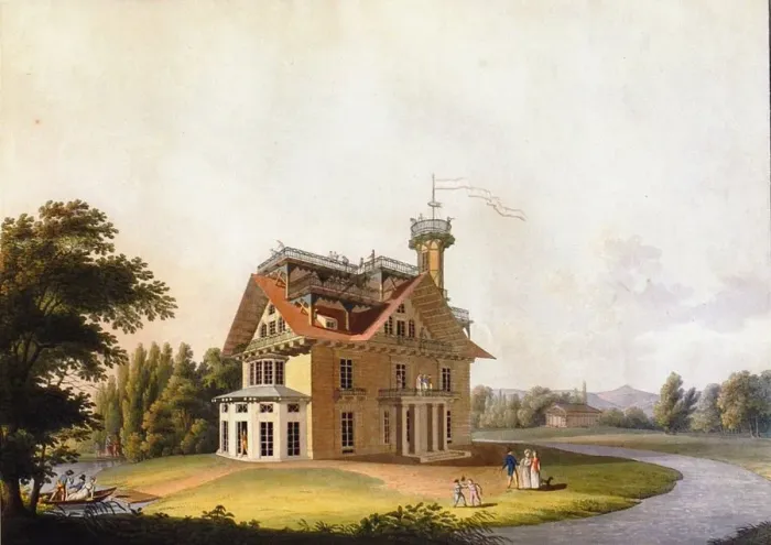 Framed Print : View of the summer house of Prince Nikolai Abramovich Putyatin at Kleinzschachwitz near Dresden, 181 Framed Print : View of the summer house of Prince Nikolai Abramovich Putyatin at Kleinzschachwitz near Dresden, 181