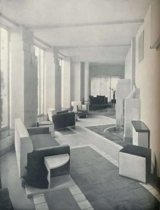 Framed Print : View of the Sun Room in daylight, showing the three windows and columns, 1930 Framed Print : View of the Sun Room in daylight, showing the three windows and columns, 1930
