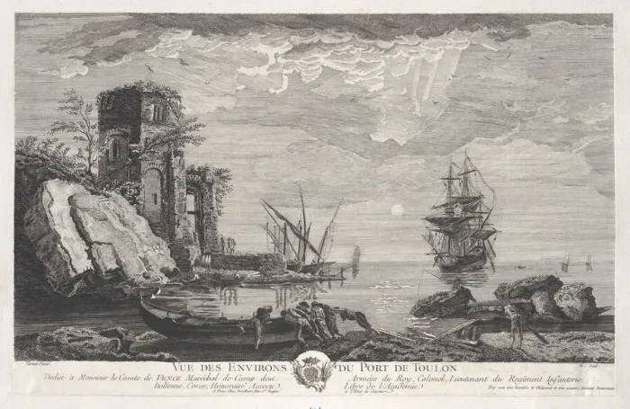 Framed Print : View of the Surroundings of the Port of Toulon, ca. 1750-1800. Creator: Giavaranni Framed Print : View of the Surroundings of the Port of Toulon, ca. 1750-1800. Creator: Giavaranni