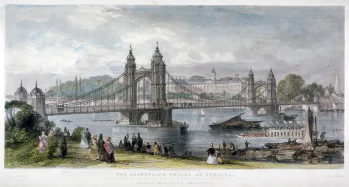 Framed Print : View of the suspension bridge at Chelsea, London, 1852 Framed Print : View of the suspension bridge at Chelsea, London, 1852