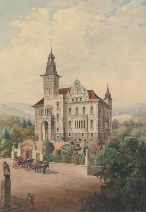 Framed Print : View of a Swiss Villa, 1896. Creator: Rudolf von Alt Framed Print : View of a Swiss Villa, 1896. Creator: Rudolf von Alt
