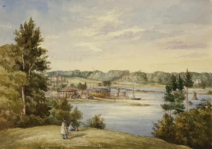 Framed Print : View from Sydney, 1847. Creator: Elizabeth Murray Framed Print : View from Sydney, 1847. Creator: Elizabeth Murray