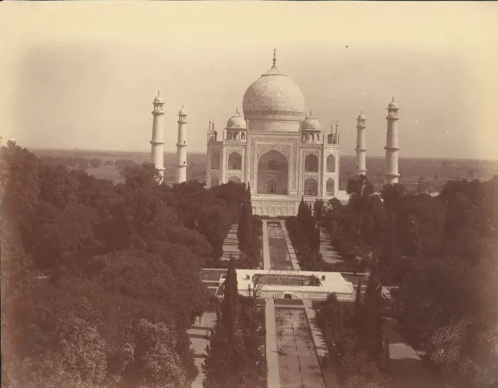 Framed Print : View of the Taj Mahal from the Gate, Agra, 1860s-70s. Creator: Unknown Framed Print : View of the Taj Mahal from the Gate, Agra, 1860s-70s. Creator: Unknown