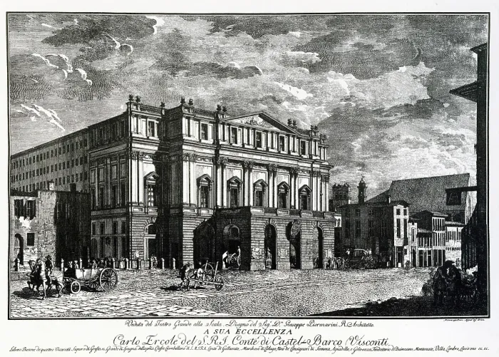 Framed Print : View of the Teatro Grande alla Scala, Late 18th century. Creator: Aspari, Domenico (1745-1831) Framed Print : View of the Teatro Grande alla Scala, Late 18th century. Creator: Aspari, Domenico (1745-1831)