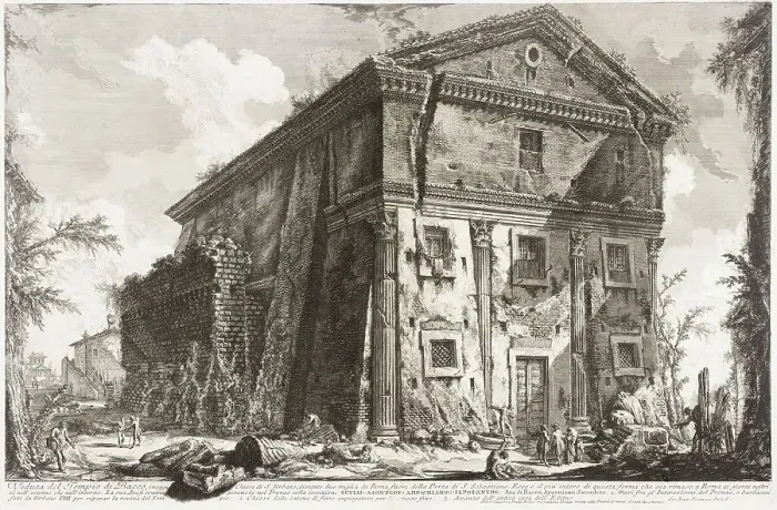 Framed Print : View of the Temple of Bacchus, now the church of San Urbano, two miles... between c1760 and c1778. Creator: Giovanni Battista Piranesi Framed Print : View of the Temple of Bacchus, now the church of San Urbano, two miles... between c1760 and c1778. Creator: Giovanni Battista Piranesi