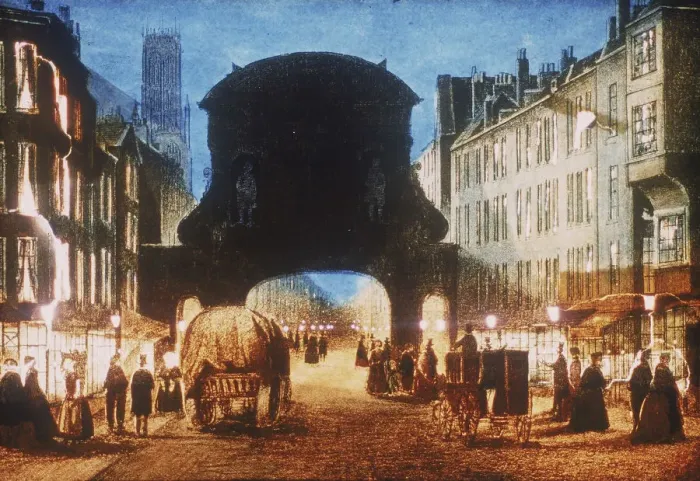 Framed Print : View of Temple Bar at night, c1851 Framed Print : View of Temple Bar at night, c1851