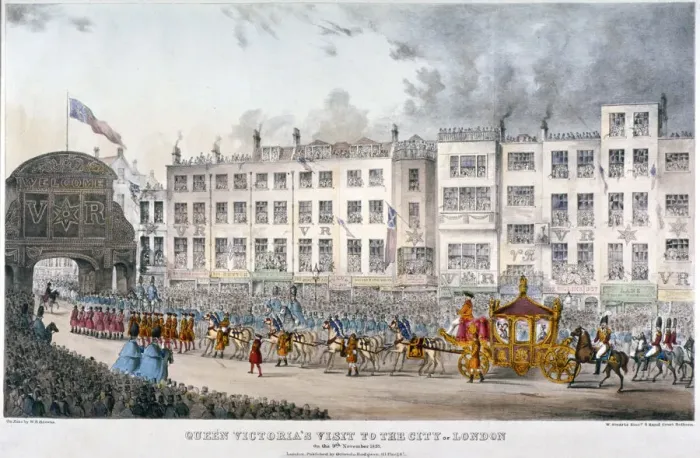 Framed Print : View of Temple Bar during Queen Victorias visit to the City of London in 1837 Framed Print : View of Temple Bar during Queen Victorias visit to the City of London in 1837