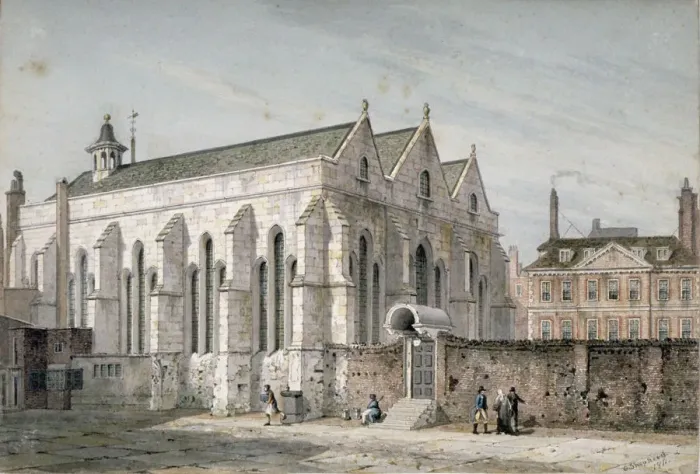 Framed Print : View of Temple Church, City of London, 1811. Artist Framed Print : View of Temple Church, City of London, 1811. Artist
