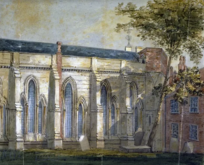 Framed Print : View of Temple Church, London, c1810. Artist Framed Print : View of Temple Church, London, c1810. Artist