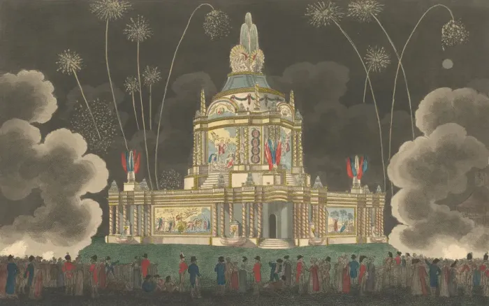 Framed Print : A View of the Temple of Concord Erected in the Green Park, to Celebrate the G Framed Print : A View of the Temple of Concord Erected in the Green Park, to Celebrate the G