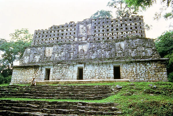 View of Temple No. 33, known as Temple of the bird and the jaguar in the Mayan ruins of Yaxchilan