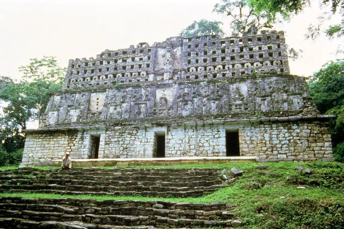 Framed Print : View of Temple No. 33, known as Temple of the bird and the jaguar in the Mayan ruins of Yaxchilan Framed Print : View of Temple No. 33, known as Temple of the bird and the jaguar in the Mayan ruins of Yaxchilan