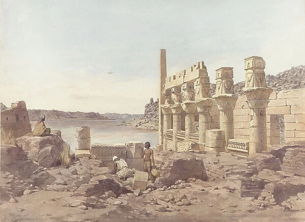View of the temple ruins at Philae near Aswan, 1859. Creator: Willem de Famars Testas