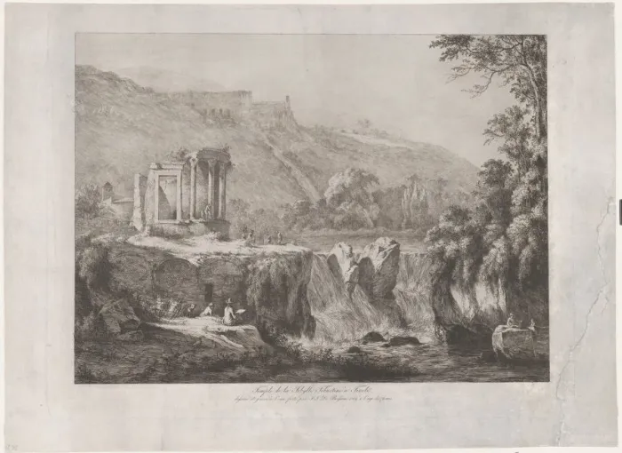 Framed Print : View of the Temple of the Tiburtine Sibyl, 1809. Creator: Jean-Jacques de Boissieu