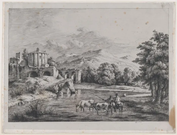 Framed Print : View of the Temple of Vesta, 1774. Creator: Jean-Jacques de Boissieu Framed Print : View of the Temple of Vesta, 1774. Creator: Jean-Jacques de Boissieu