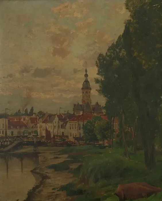 Framed Print : A View of Temse, c1860-1900. Creator: Henri Van der Hecht Framed Print : A View of Temse, c1860-1900. Creator: Henri Van der Hecht