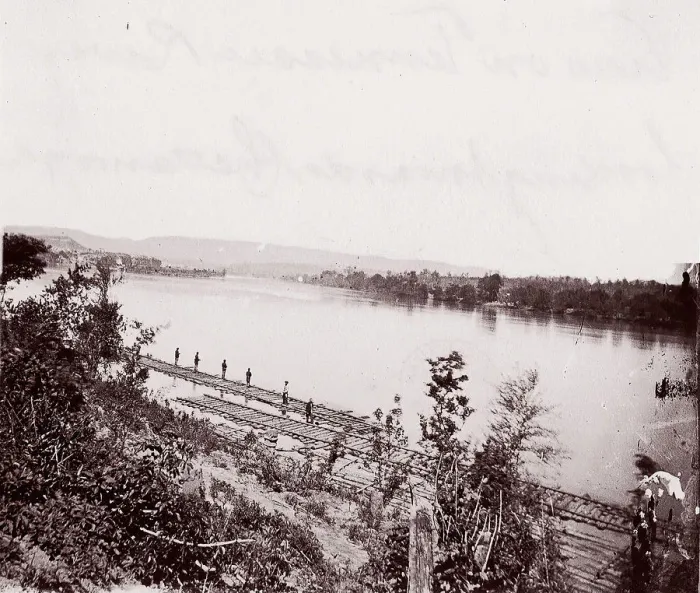 Framed Print : View on Tennessee River looking toward Chattanooga, ca. 1864. Creator: George N. Barnard Framed Print : View on Tennessee River looking toward Chattanooga, ca. 1864. Creator: George N. Barnard