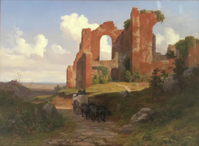 Framed Print : View of the Terme di Caracalla in Rome, 1845. Creator: Thorald Lessoe Framed Print : View of the Terme di Caracalla in Rome, 1845. Creator: Thorald Lessoe