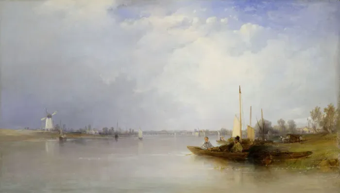 Framed Print : View Of The Thames At Battersea, 1834. Creator: Thomas Creswick Framed Print : View Of The Thames At Battersea, 1834. Creator: Thomas Creswick