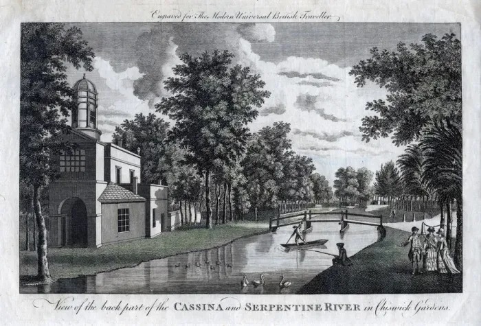 Framed Print : View of the back part of the Cassina and Serpentine River in Chiswick Gardens, London Framed Print : View of the back part of the Cassina and Serpentine River in Chiswick Gardens, London
