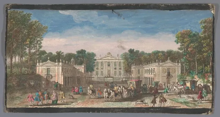 Framed Print : View of the front of the Château de Marly, 1700-1799. Creators: Anon, Jacques Rigaud