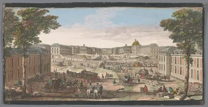Framed Print : View of the front of the Palace of Versailles, 1700-1799. Creator: Unknown Framed Print : View of the front of the Palace of Versailles, 1700-1799. Creator: Unknown
