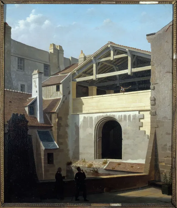 Framed Print : View of the thermal baths of Cluny, taken from rue de la Harpe, c1835. Creator: Etienne Bouhot Framed Print : View of the thermal baths of Cluny, taken from rue de la Harpe, c1835. Creator: Etienne Bouhot