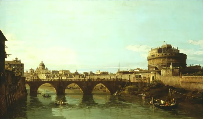 Framed Print : View of the Tiber in Rome with the Castel Sant'Angelo, 1743 or 1744. Creator: Bernardo Bellotto. View of the Tiber in Rome with the Castel Sant'Angelo, 1743 or 1744 Framed Print : View of the Tiber in Rome with the Castel Sant'Angelo, 1743 or 1744. Creator: Bernardo Bellotto. View of the Tiber in Rome with the Castel Sant'Angelo, 1743 or 1744