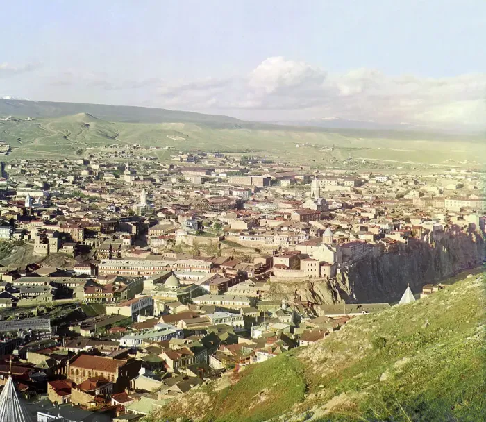 Framed Print : View of Tiflis from Botanic mountain, between 1905 and 1915. Creator: Sergey Mikhaylovich Prokudin-Gorsky Framed Print : View of Tiflis from Botanic mountain, between 1905 and 1915. Creator: Sergey Mikhaylovich Prokudin-Gorsky