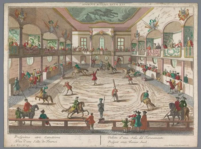 Framed Print : View of a tournament school, 1742-1801. Creator: Anon Framed Print : View of a tournament school, 1742-1801. Creator: Anon