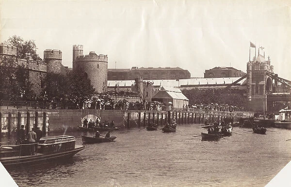 View of part of Tower Bridge from the River Thames, London, 1894