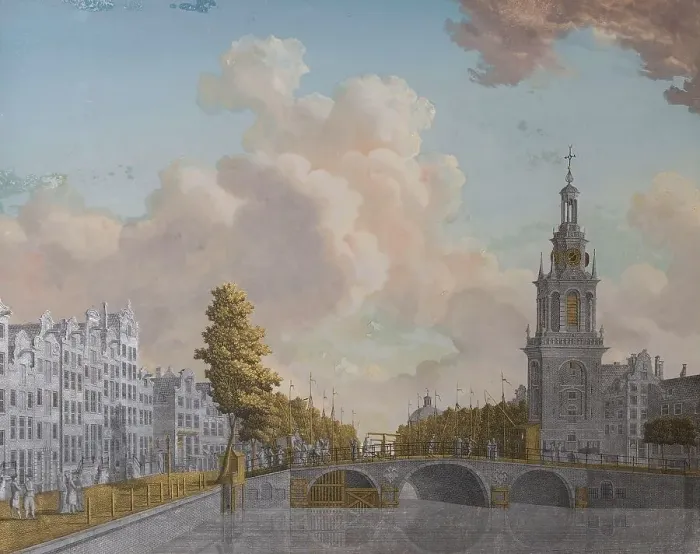 Framed Print : View of the Tower called Jan Roodenpoortstoren and the Singel Canal in Amsterdam, 1770-1814. Creator: Jonas Zeuner Framed Print : View of the Tower called Jan Roodenpoortstoren and the Singel Canal in Amsterdam, 1770-1814. Creator: Jonas Zeuner