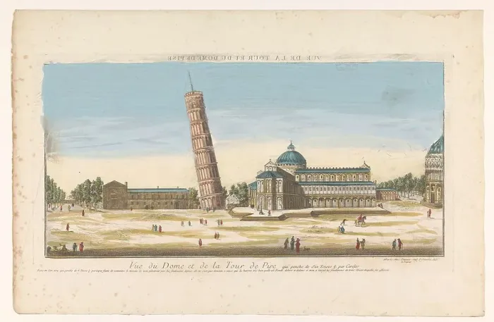 Framed Print : View of the Tower and the Duomo in Pisa, 1700-1799. Creator: Unknown Framed Print : View of the Tower and the Duomo in Pisa, 1700-1799. Creator: Unknown