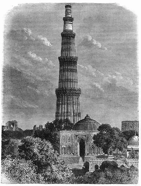 View of the Tower of Koutub, in the Plain of Delhi, c1891. Creator: James Grant
