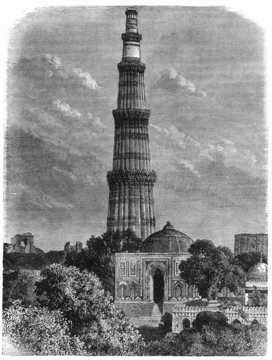Framed Print : View of the Tower of Koutub, in the Plain of Delhi, c1891. Creator: James Grant Framed Print : View of the Tower of Koutub, in the Plain of Delhi, c1891. Creator: James Grant