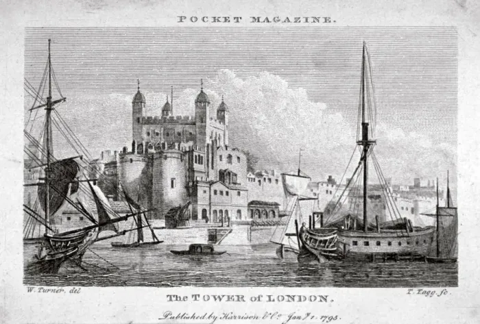 Framed Print : View of the Tower of London with boats on the River Thames, 1795. Artist: Thomas Tagg Framed Print : View of the Tower of London with boats on the River Thames, 1795. Artist: Thomas Tagg