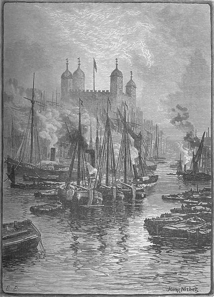 View of the Tower from London Bridge, 1890. Artist: Hume Nisbet