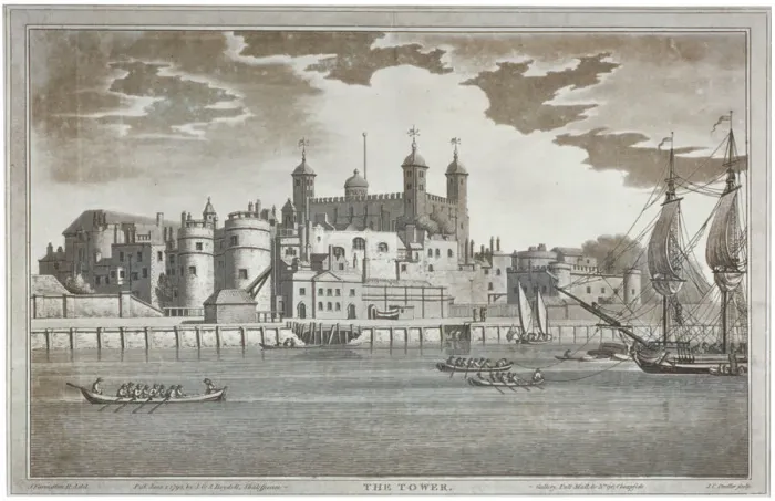 Framed Print : View the Tower of London from the River Thames with boats on the river, 1795. Artist Framed Print : View the Tower of London from the River Thames with boats on the river, 1795. Artist