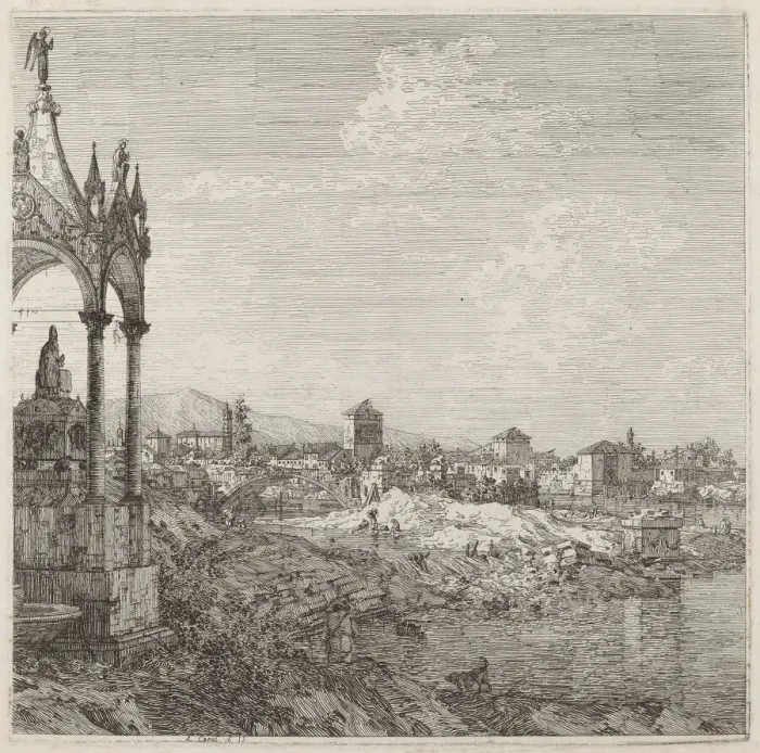 Framed Print : View of a Town with a Bishops Tomb, c. 1735 / 1746. Creator: Canaletto Framed Print : View of a Town with a Bishops Tomb, c. 1735 / 1746. Creator: Canaletto